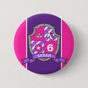 Bóton Redondo 5.08cm 6o O roxo cor-de-rosa do aniversário knights o