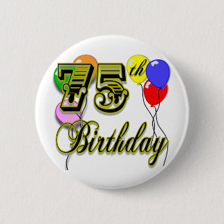 Bóton Redondo 5.08cm 75th celebração feliz do aniversário