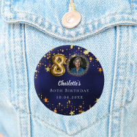 80 aniversário marinho estrelas douradas azuis