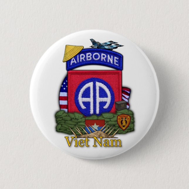 Bóton Redondo 5.08cm 82ª divisão aérea vietnam war Button (Frente)