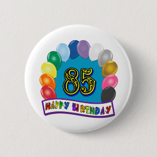 Bóton Redondo 5.08cm 85th aniversário feliz com balões