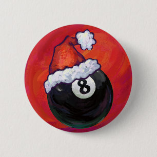 Bóton Redondo 5.08cm 8 Ball Christmas Hat