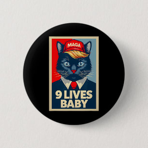 Bóton Redondo 5.08cm 9 Vidas Por Cute Trump Cat Engraçado Trump 2024 Pr
