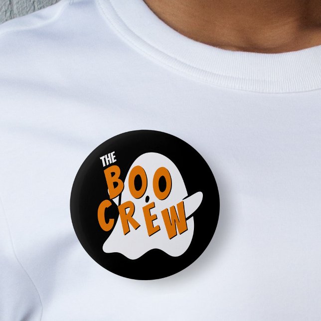 Bóton Redondo 5.08cm A família Boo Crew Ghost é negra (the boo crew ghost Halloween black button pin)