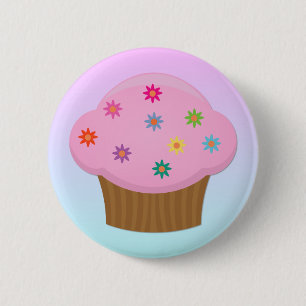 Bóton Redondo 5.08cm A flor polvilha o botão do cupcake