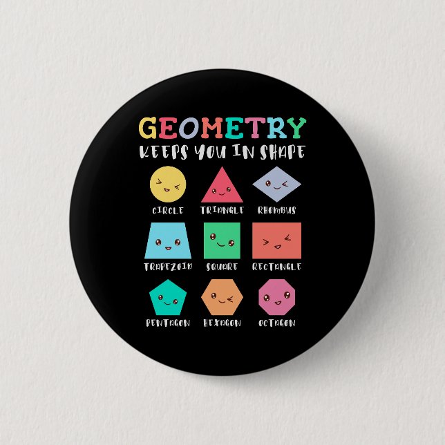 Bóton Redondo 5.08cm A geometria mantém você em forma, formas geométric (Frente)
