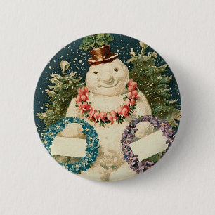 Bóton Redondo 5.08cm A grinalda decorou o boneco de neve