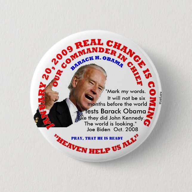 BÓTON REDONDO 5.08CM A INAUGURAÇÃO, MUNDO TESTARÁ OBAMA (Frente)