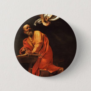 Bóton Redondo 5.08cm A Inspiração do Santo Matthew, Caravaggio
