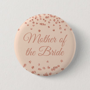Bóton Redondo 5.08cm A mãe dos confetes Dourados cor-de-rosa da noiva