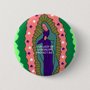 BÓTON REDONDO 5.08CM A NOSSA SENHORA DE GUADALUPE PROTEGE-ME!