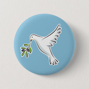 Bóton Redondo 5.08cm A paz mergulhou com ramo de oliveira