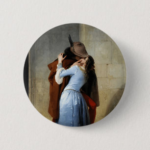 Bóton Redondo 5.08cm A pintura de Beijo por Francesco Hayez