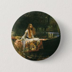 Bóton Redondo 5.08cm A senhora de Shalott no barco pelo Waterhouse de