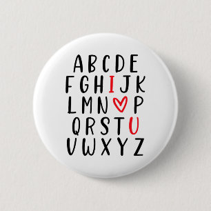 Bóton Redondo 5.08cm Abc Alphabet Eu Te Amo Dias de os namorados De Pro