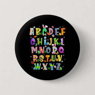 Bóton Redondo 5.08cm Abcs Divertidos Aprendizado de Alfabeto Pré-escola