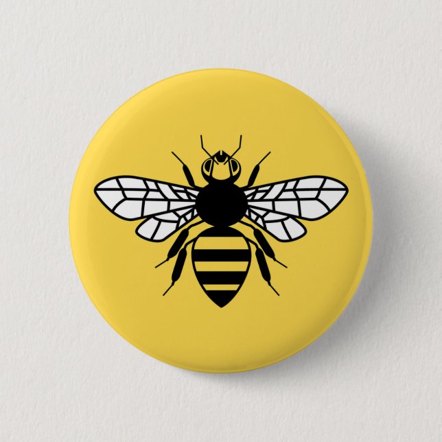 Bóton Redondo 5.08cm Abelha de Manchester (Frente)
