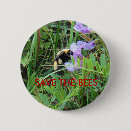 Bóton Redondo 5.08cm Abelha F2 em Wildflowers roxos