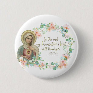 Bóton Redondo 5.08cm Abençoada Virgem Maria Fátima Religiosa Católic