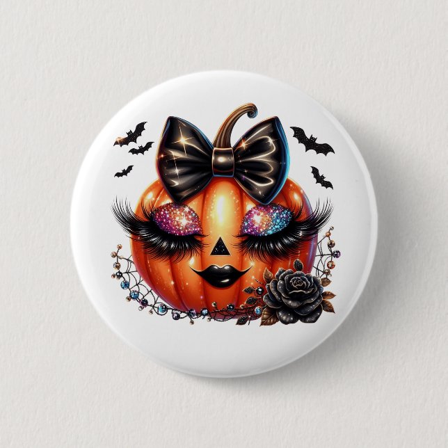 Bóton Redondo 5.08cm Abóbora de Halloween  (Frente)