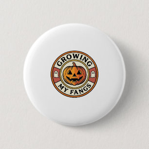 Bóton Redondo 5.08cm Abóbora de Halloween Crescendo Meus Dentes Badge V