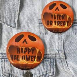 Bóton Redondo 5.08cm Abóbora Jack o'lantern Feliz Halloween