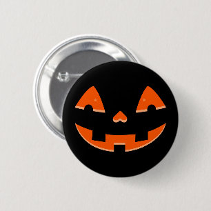 Bóton Redondo 5.08cm Abóbora Laranja Olhos e Boca – Halloween