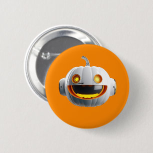 Bóton Redondo 5.08cm Abóbora Spooky o Robô - Cabeça, laranja @ubawi_com
