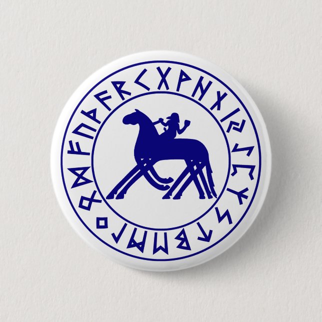 Bóton Redondo 5.08cm abotoe o protetor de Sleipnir azul (Frente)