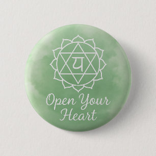 Bóton Redondo 5.08cm Abra Seu Coração Anahata Chakra Cardíaco Espiritua