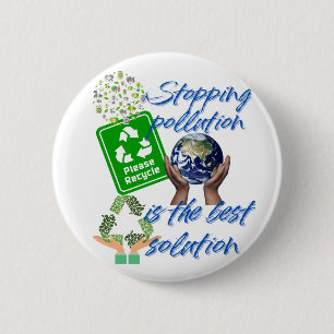 Bóton Redondo 5.08cm Abraçar Nosso Planeta - Botão Eco Advocacy