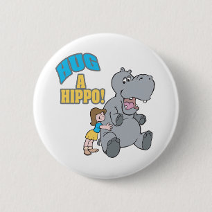 Bóton Redondo 5.08cm abraçar um gráfico de desenho animado hippo