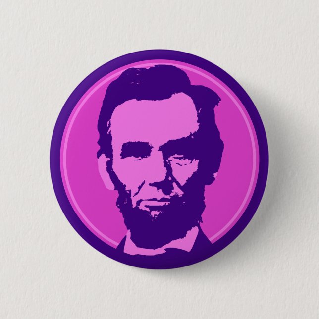 Bóton Redondo 5.08cm Abraham Lincoln em rosa e roxo Pop (Frente)