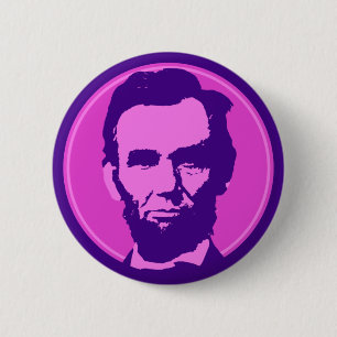 Bóton Redondo 5.08cm Abraham Lincoln em rosa e roxo Pop