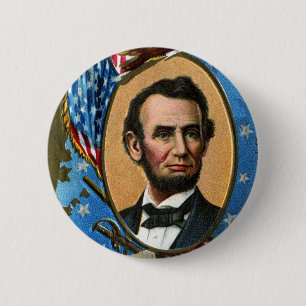 Bóton Redondo 5.08cm Abraham Lincoln que dá o endereço de Gettysburg