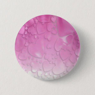 Bóton Redondo 5.08cm abstrato cor-de-rosa e corações brancos