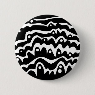 Bóton Redondo 5.08cm Abstrato de onda preto e branco