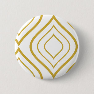 Bóton Redondo 5.08cm Abstrato geométrica, branco e ouro