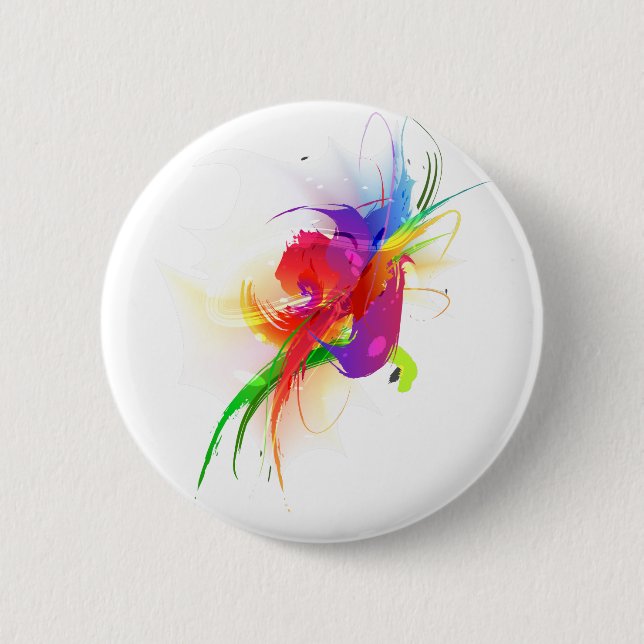 Bóton Redondo 5.08cm Abstrato Rainbow Lorikeet Paint Splatters (Frente)