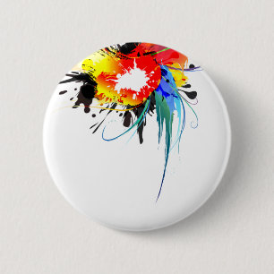 Bóton Redondo 5.08cm Abstrato Wild Parrot Paint Splatters