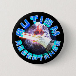 Bóton Redondo 5.08cm Aceitação do Autismo Águia Espacial Laser Maxing I