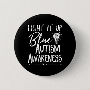 Bóton Redondo 5.08cm Acenda-O Autismo Azul Eu Visto Azul Para Autismo A