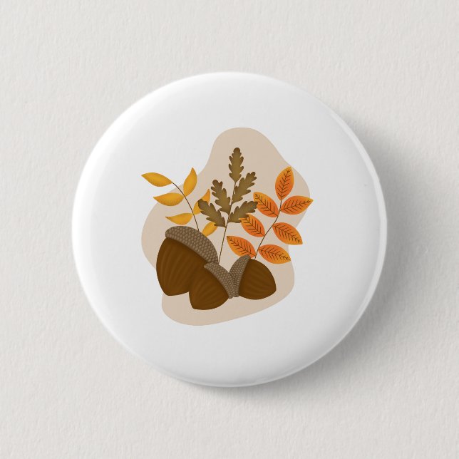 Bóton Redondo 5.08cm Acorns Autumn Fall (Frente)
