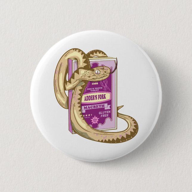 Bóton Redondo 5.08cm ADDERS FORK Witches Spell Shakespeare (Frente)