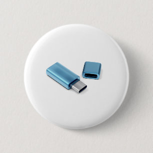 Bóton Redondo 5.08cm Adesivo azul de flash usb-c