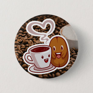 Bóton Redondo 5.08cm Adesivo de Agradecimento Café Estilo Grãos Marrons