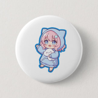 Bóton Redondo 5.08cm Adesivo de Menina Anime Kawaii Fofa