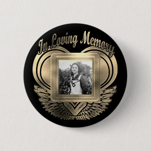 Bóton Redondo 5.08cm Adicionar Coração Memorial Personalizada de Foto