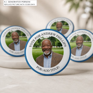 Bóton Redondo 5.08cm Adicione Sua Própria Foto e Título da Campanha Ele