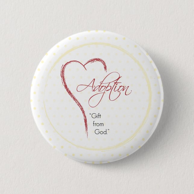 Bóton Redondo 5.08cm Adoção, Religiosa, Pontos Amarelos com Coração Ver (Frente)